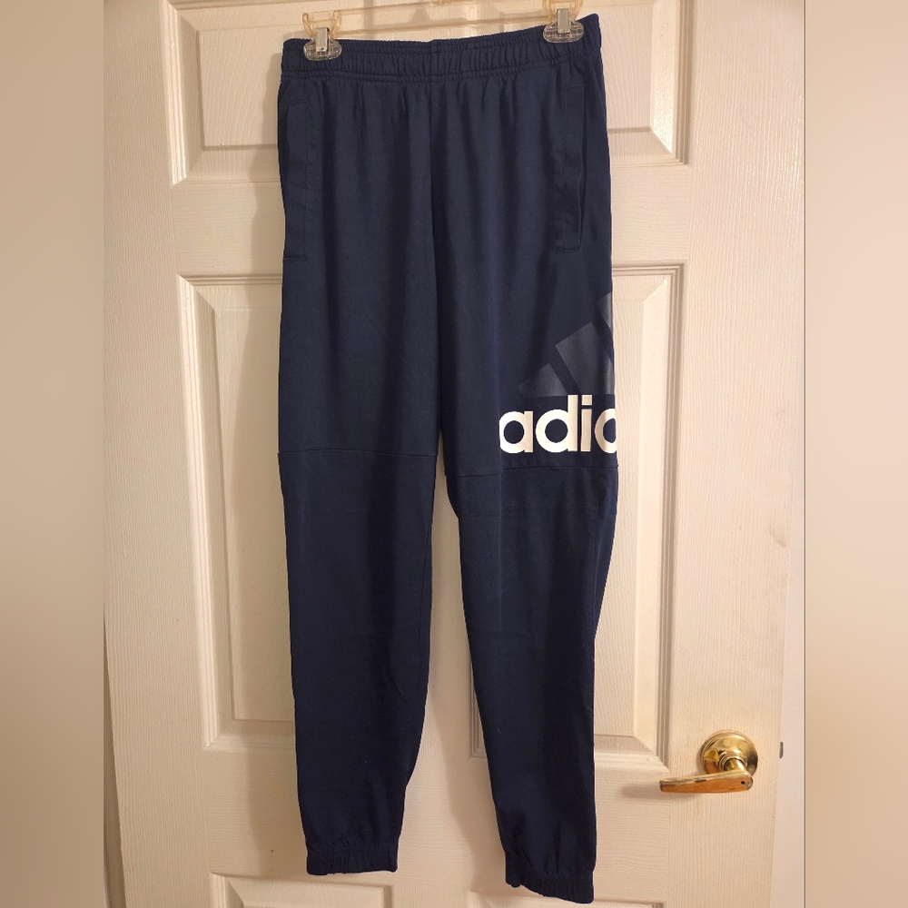 Adidas Essentials Linear Logo Sweatpants navy blue  - Size Small
